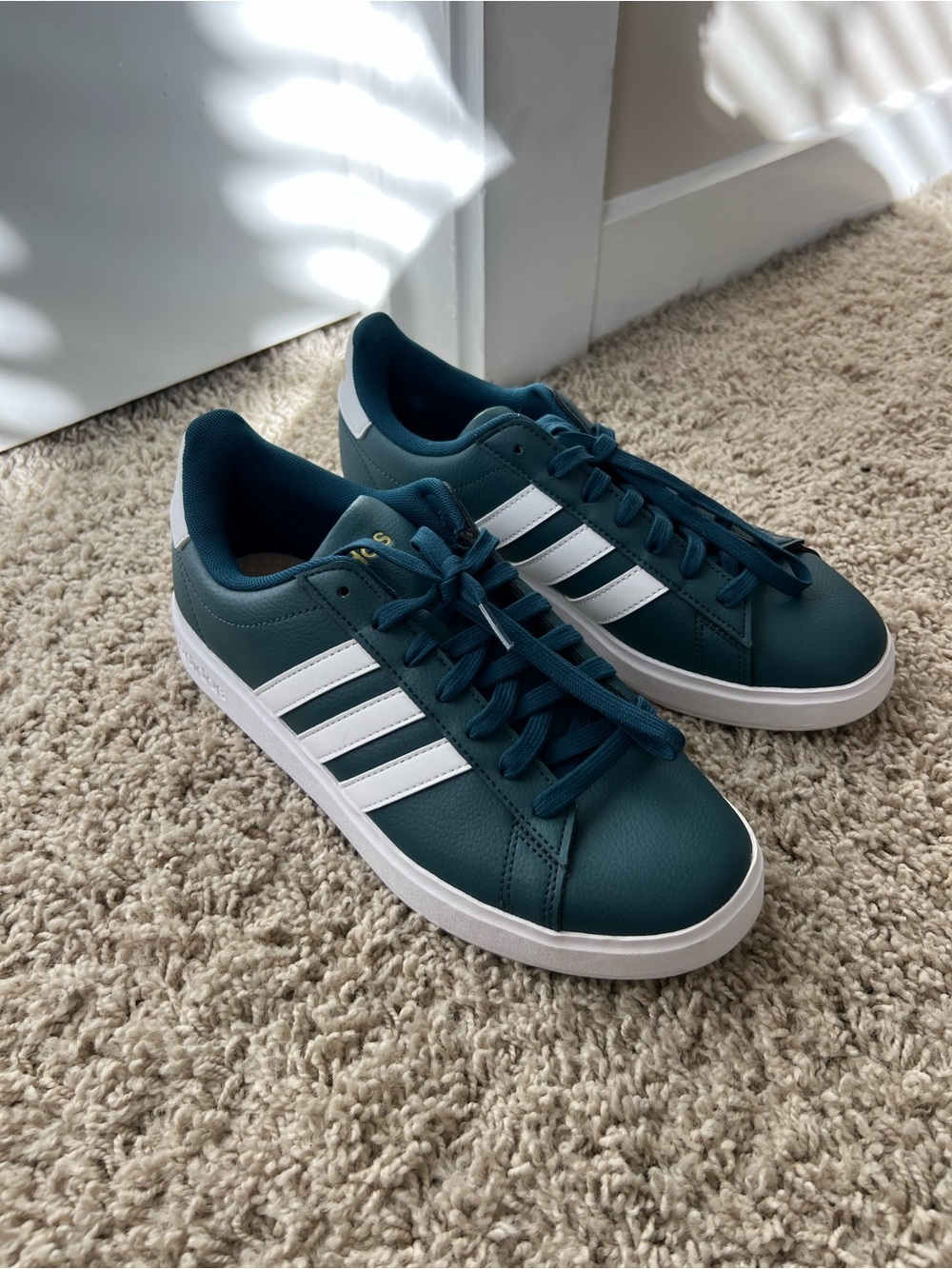 Worn once!! adidas women’s Teal and White Low-Top Sneakers